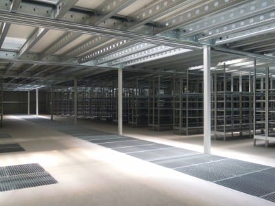 Delivery and installation of mezzanine shelving system. 6